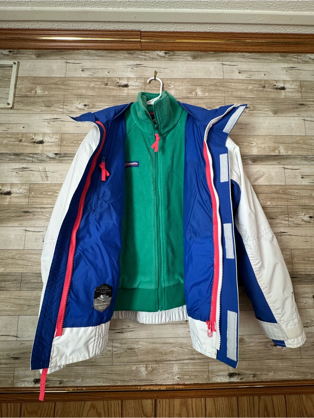 Vintage Columbia Bugaboo 3-in-1 Interchange
Jacket Women's M White Blue Green Fl - Picture 3 of 15